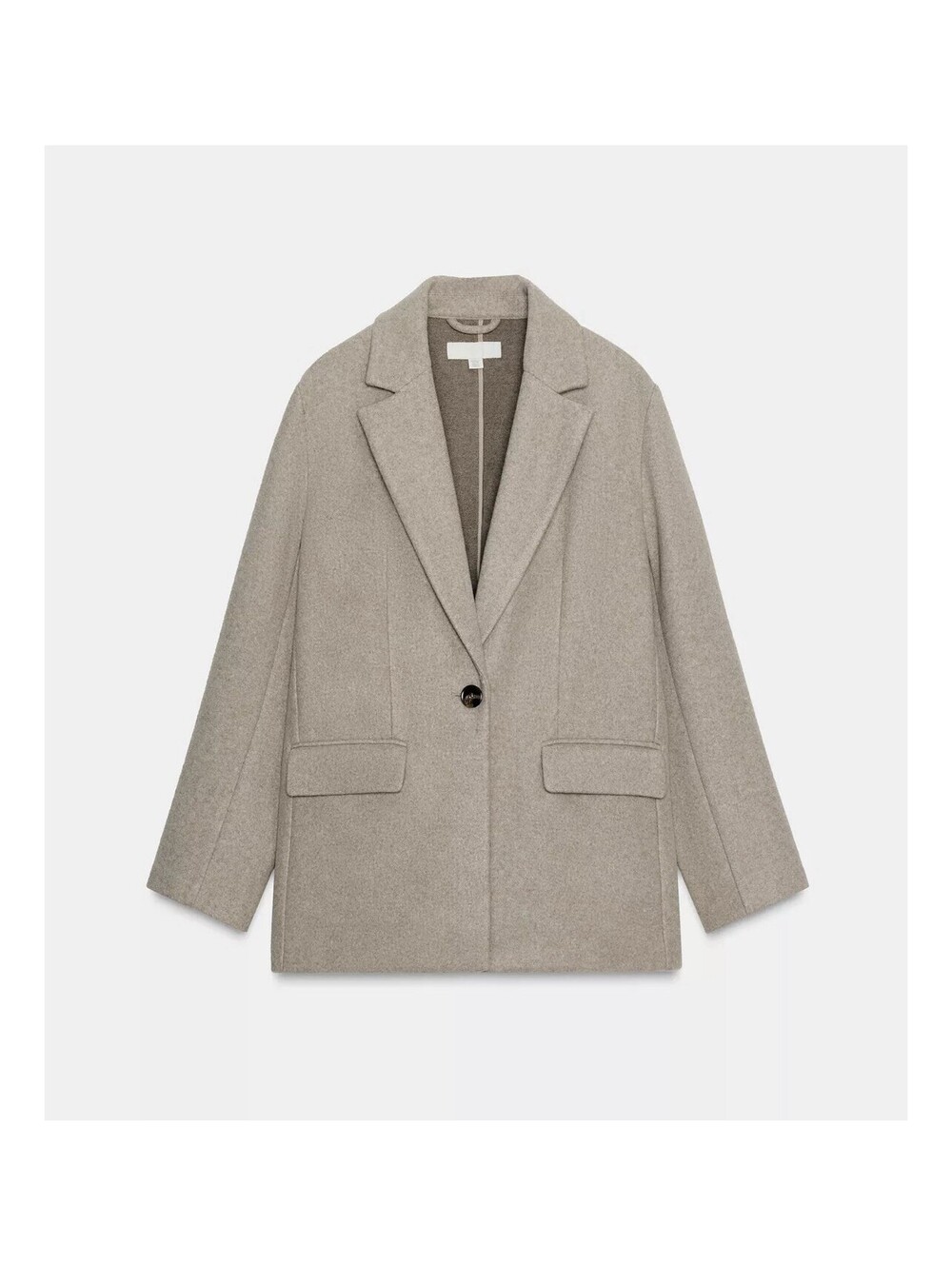 Zara Classic Beige Blazer Jacket Soft One Button Minimalist Chic Size Small